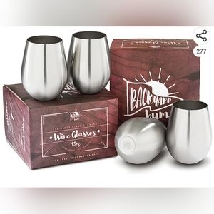 Set of four (4) Stainless Steel Stemless Wine Glasses (18 oz.)